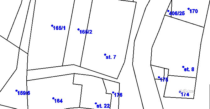 Parcela st. 7 v KÚ Veleboř, Katastrální mapa