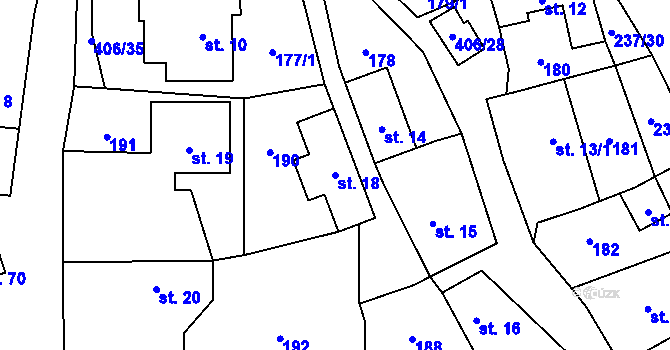 Parcela st. 18 v KÚ Veleboř, Katastrální mapa