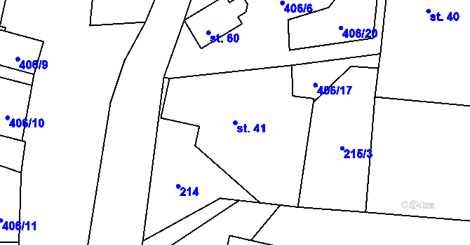 Parcela st. 41 v KÚ Veleboř, Katastrální mapa