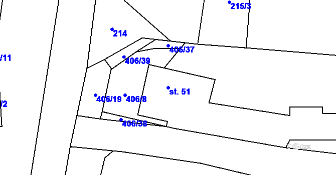 Parcela st. 51 v KÚ Veleboř, Katastrální mapa
