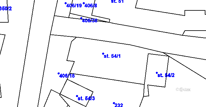 Parcela st. 54/1 v KÚ Veleboř, Katastrální mapa