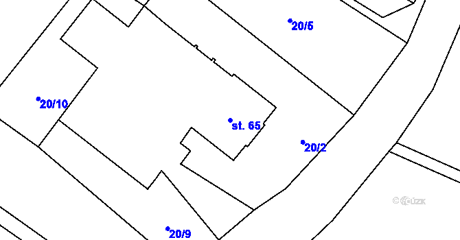 Parcela st. 65 v KÚ Veleboř, Katastrální mapa