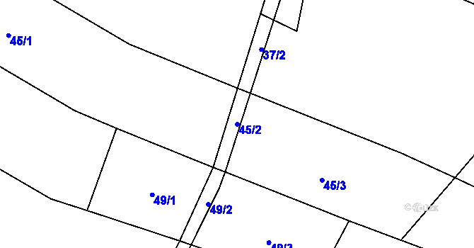 Parcela st. 45/2 v KÚ Veleboř, Katastrální mapa
