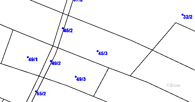 Parcela st. 45/3 v KÚ Veleboř, Katastrální mapa
