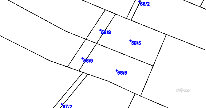 Parcela st. 58/2 v KÚ Veleboř, Katastrální mapa