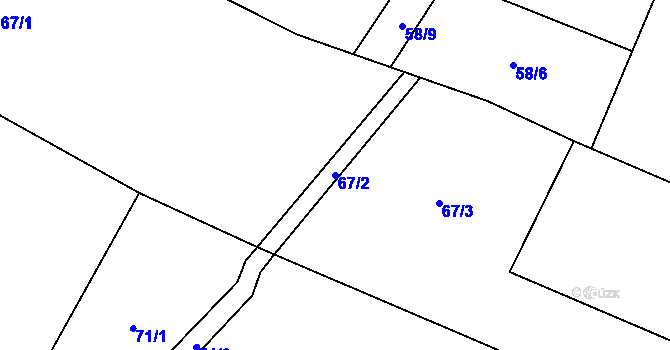 Parcela st. 67/2 v KÚ Veleboř, Katastrální mapa