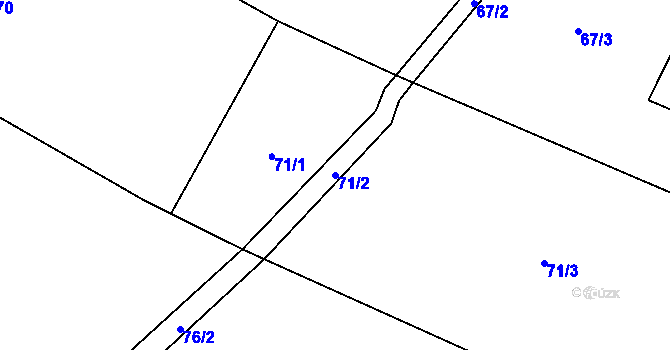 Parcela st. 71/2 v KÚ Veleboř, Katastrální mapa