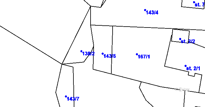 Parcela st. 143/5 v KÚ Veleboř, Katastrální mapa