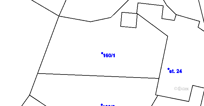 Parcela st. 160/1 v KÚ Veleboř, Katastrální mapa