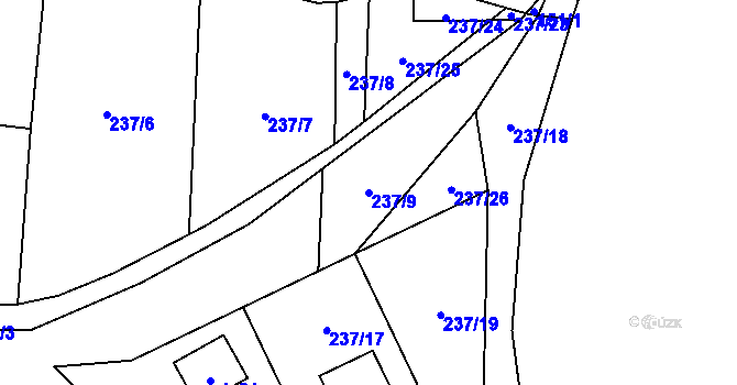 Parcela st. 237/9 v KÚ Veleboř, Katastrální mapa