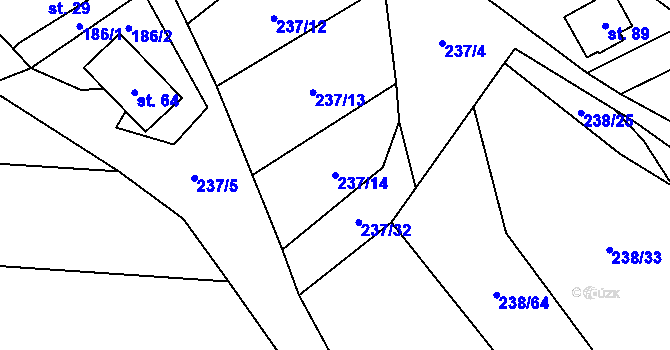 Parcela st. 237/14 v KÚ Veleboř, Katastrální mapa