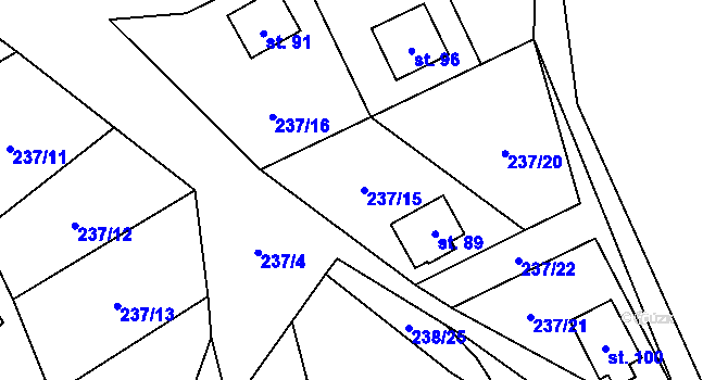 Parcela st. 237/15 v KÚ Veleboř, Katastrální mapa