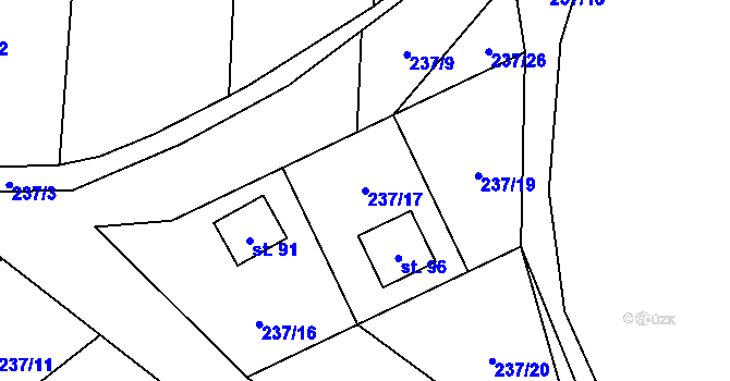 Parcela st. 237/17 v KÚ Veleboř, Katastrální mapa