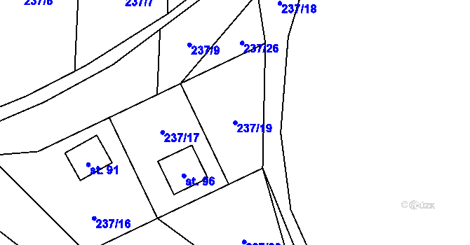 Parcela st. 237/19 v KÚ Veleboř, Katastrální mapa