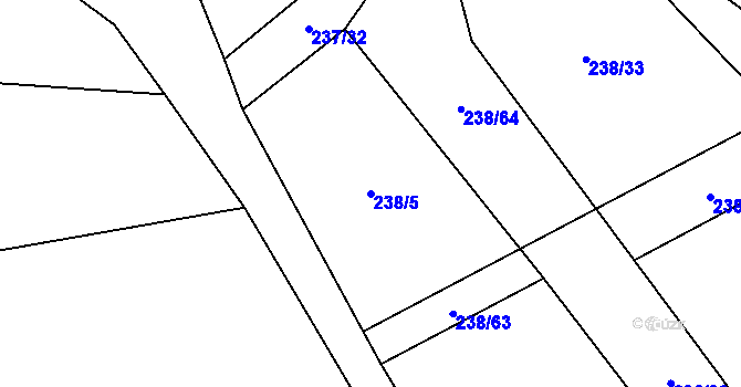 Parcela st. 238/5 v KÚ Veleboř, Katastrální mapa