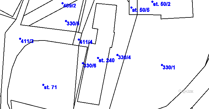 Parcela st. 330/4 v KÚ Veleboř, Katastrální mapa