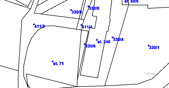 Parcela st. 330/6 v KÚ Veleboř, Katastrální mapa