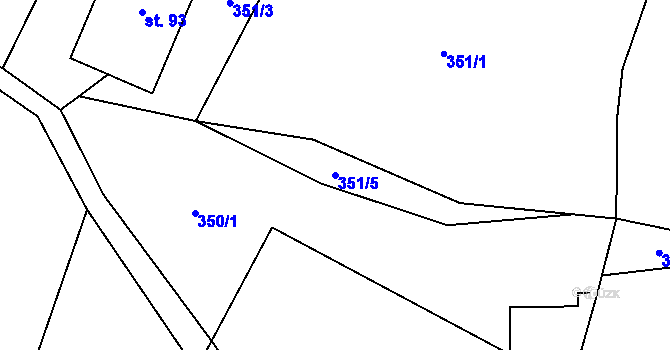Parcela st. 351/5 v KÚ Veleboř, Katastrální mapa