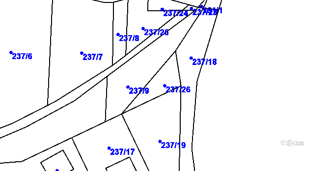 Parcela st. 237/26 v KÚ Veleboř, Katastrální mapa