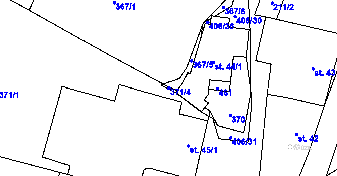 Parcela st. 371/4 v KÚ Veleboř, Katastrální mapa