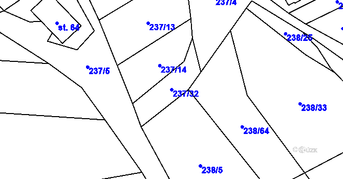 Parcela st. 237/32 v KÚ Veleboř, Katastrální mapa