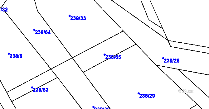 Parcela st. 238/65 v KÚ Veleboř, Katastrální mapa