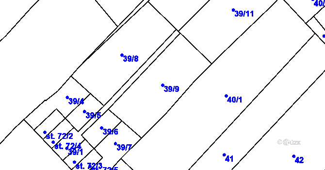 Parcela st. 39/9 v KÚ Klopotovice, Katastrální mapa