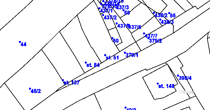 Parcela st. 51 v KÚ Klopotovice, Katastrální mapa