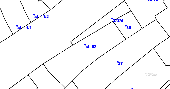 Parcela st. 92 v KÚ Klopotovice, Katastrální mapa