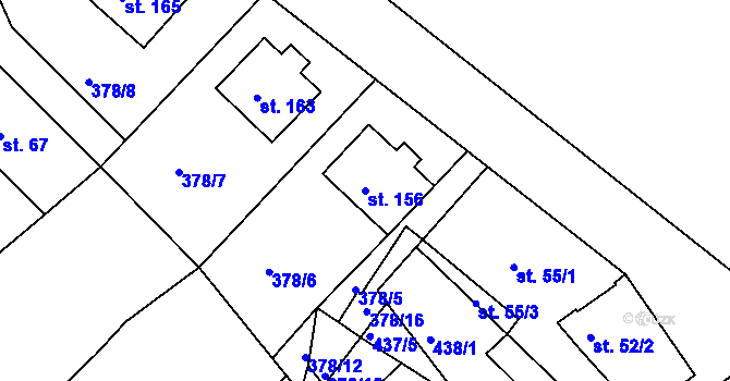 Parcela st. 156 v KÚ Klopotovice, Katastrální mapa