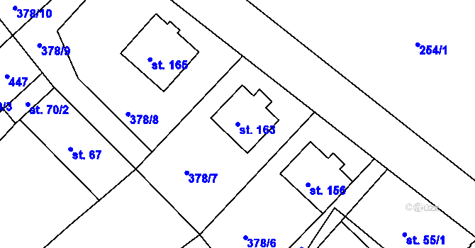 Parcela st. 163 v KÚ Klopotovice, Katastrální mapa