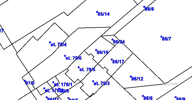 Parcela st. 86/16 v KÚ Klopotovice, Katastrální mapa