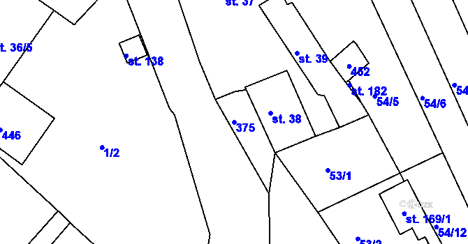 Parcela st. 375 v KÚ Klopotovice, Katastrální mapa