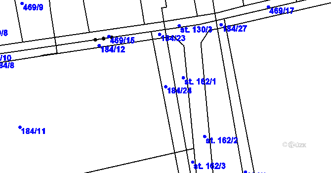 Parcela st. 184/24 v KÚ Klopotovice, Katastrální mapa