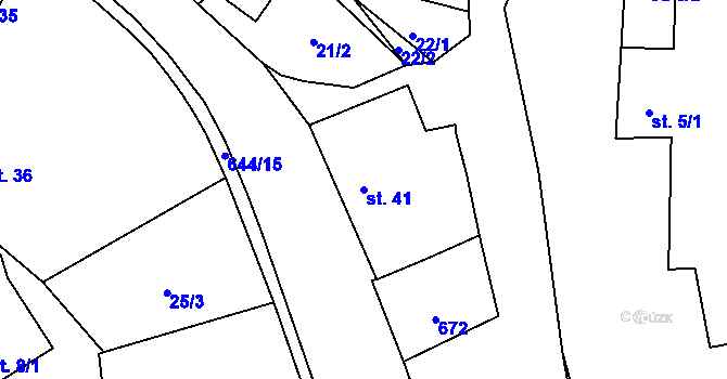 Parcela st. 41 v KÚ Kloužovice, Katastrální mapa