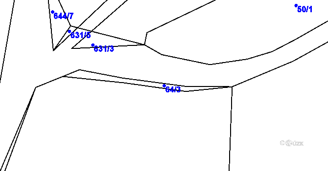 Parcela st. 64/3 v KÚ Kloužovice, Katastrální mapa
