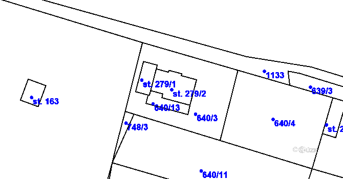 Parcela st. 279/2 v KÚ Klučenice, Katastrální mapa