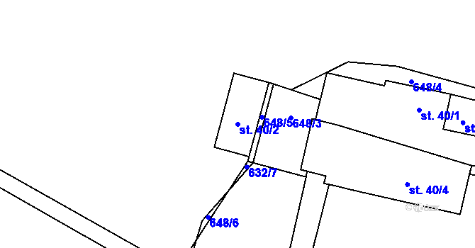 Parcela st. 40/2 v KÚ Klučenice, Katastrální mapa