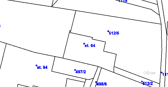 Parcela st. 64 v KÚ Klučenice, Katastrální mapa