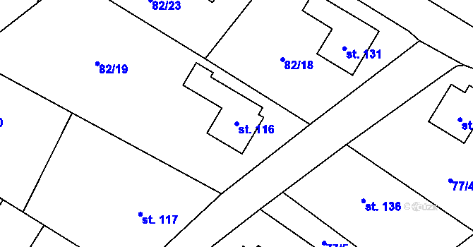 Parcela st. 116 v KÚ Klučenice, Katastrální mapa