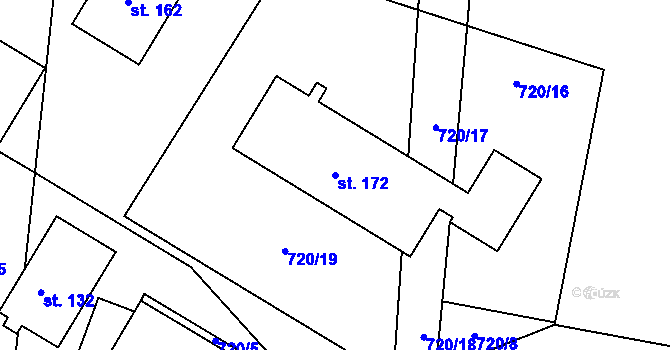 Parcela st. 172 v KÚ Klučenice, Katastrální mapa