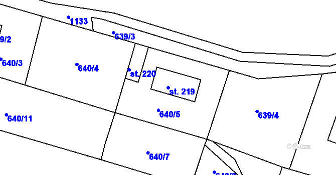 Parcela st. 219 v KÚ Klučenice, Katastrální mapa