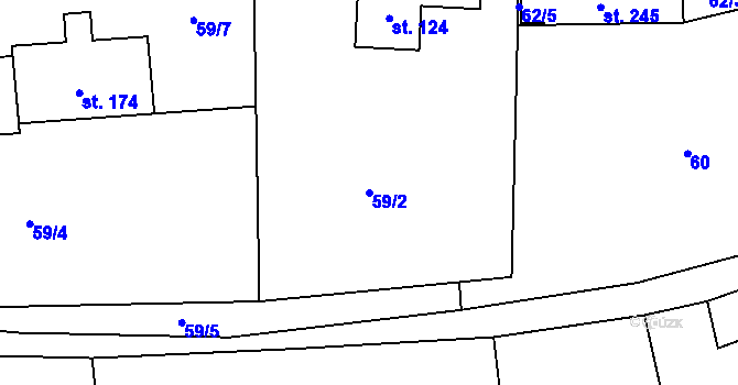 Parcela st. 59/2 v KÚ Klučenice, Katastrální mapa