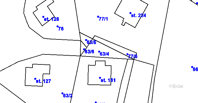 Parcela st. 63/4 v KÚ Klučenice, Katastrální mapa