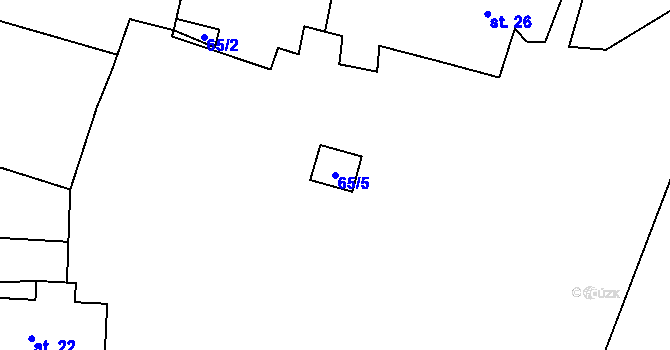 Parcela st. 65/5 v KÚ Klučenice, Katastrální mapa