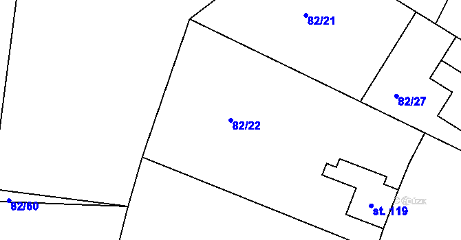 Parcela st. 82/22 v KÚ Klučenice, Katastrální mapa