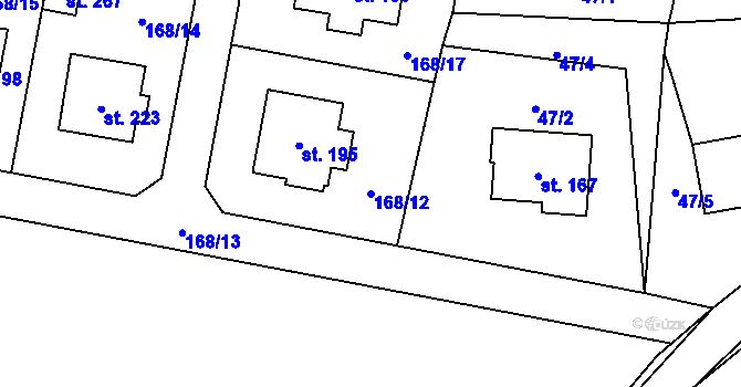 Parcela st. 168/12 v KÚ Klučenice, Katastrální mapa