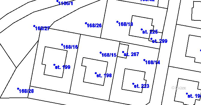 Parcela st. 168/15 v KÚ Klučenice, Katastrální mapa