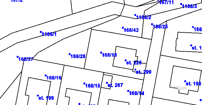 Parcela st. 168/18 v KÚ Klučenice, Katastrální mapa