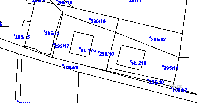 Parcela st. 295/10 v KÚ Klučenice, Katastrální mapa